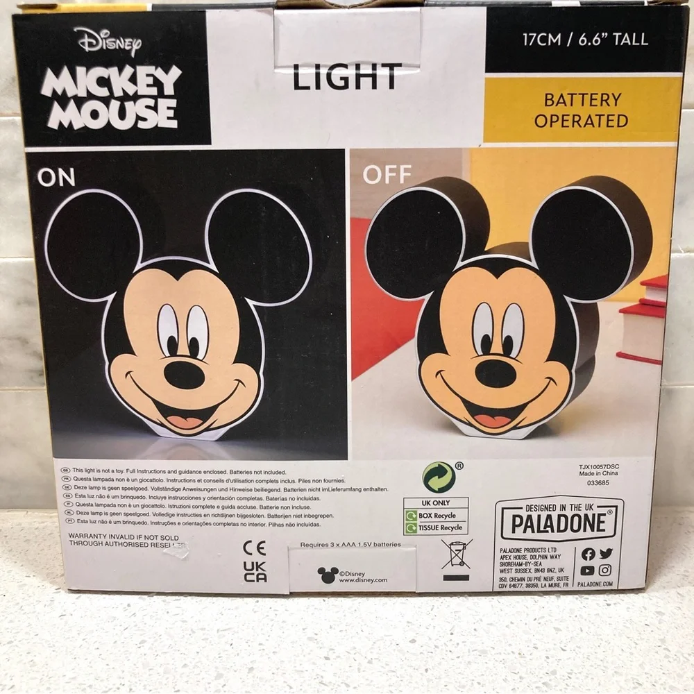 Paladone Mickey Mouse Night Light Licensed Disney Bedroom Decor Desk Box Light